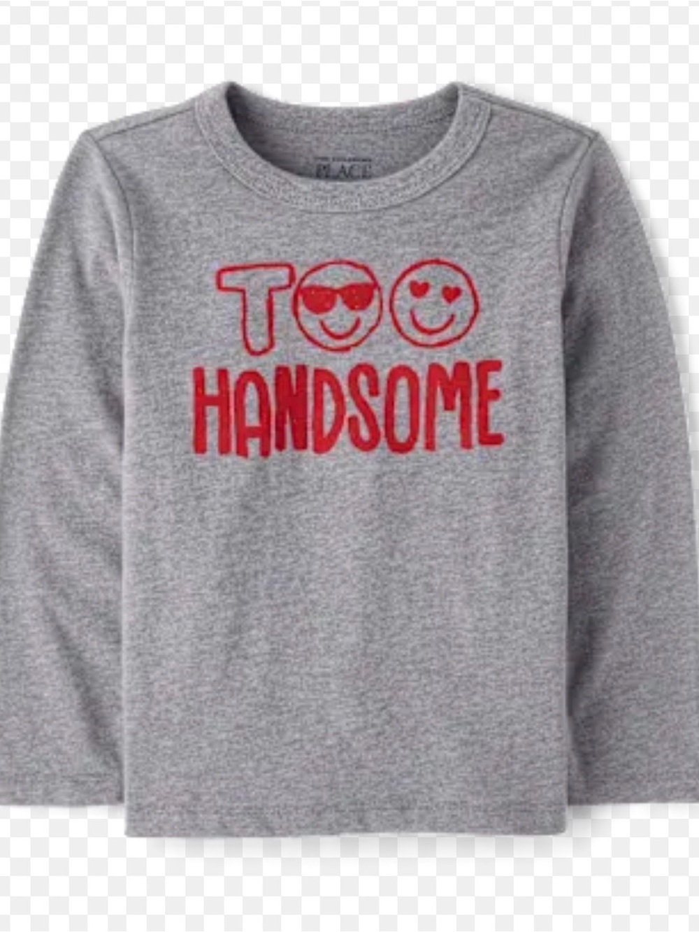 The Children's Place Grey Long-Sleeve Tee with Red 'Too Handsome' Graphic
